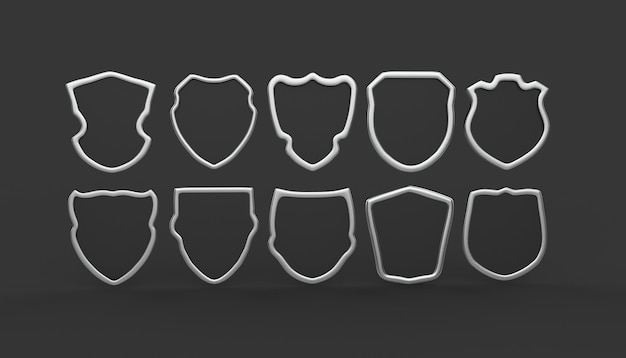 Sammlung von Schildkonturformen für Abzeichen und Logos