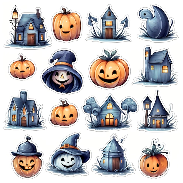 Sammlung von süßen Halloween-Sticker