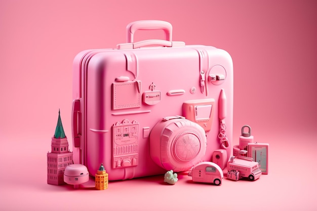 Sammlung von Taschen rosa Farbe rosa Hintergrund rosa Welt Ai Generated