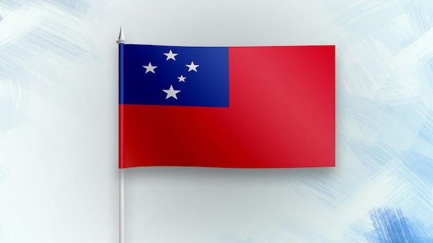 Samoa 3D-Renderflagge auf blauem Texturhintergrund