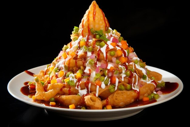 Foto samosa chaat extravaganza delícia culinária indiana savory samosa chait fotografia de imagem de comida