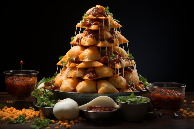 Samosa Tower Culinary Marvel Fotografia de imagens de Samosa