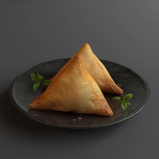 Samosas crujientes renderizadas en 3D