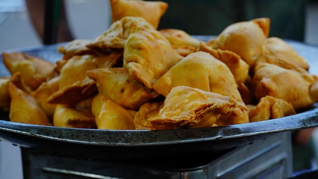 Samosas en la imagen de la calle india