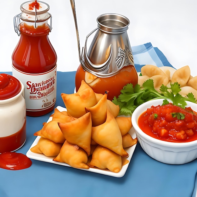 Samosas con ketchup de tomate