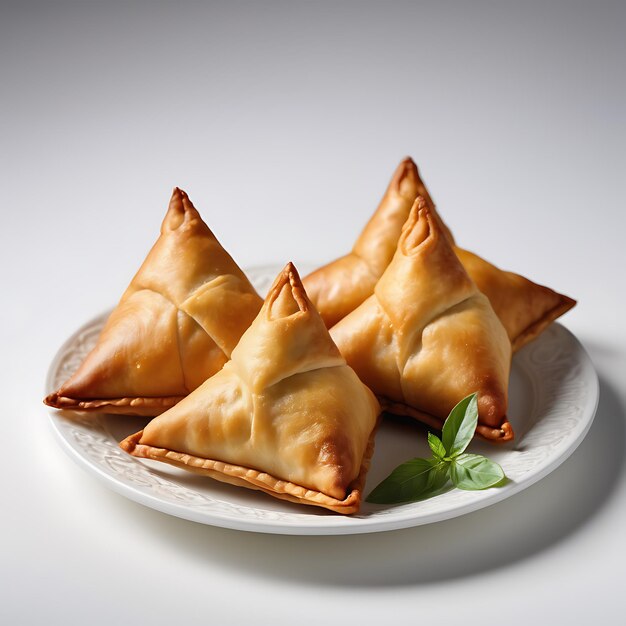 Samosas sobre un fondo blanco