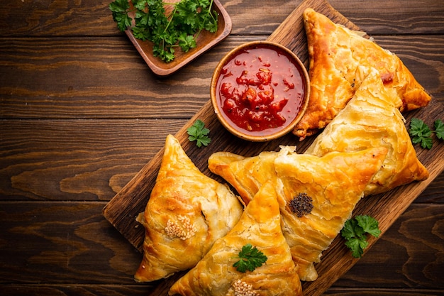 Samsa oder Samosas mit Fleisch