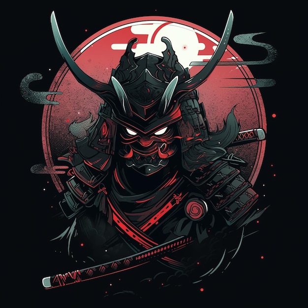 samurai arafed con una espada y un círculo rojo ai generativo