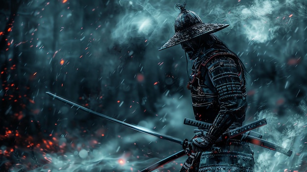 Un samurai en armadura de batalla