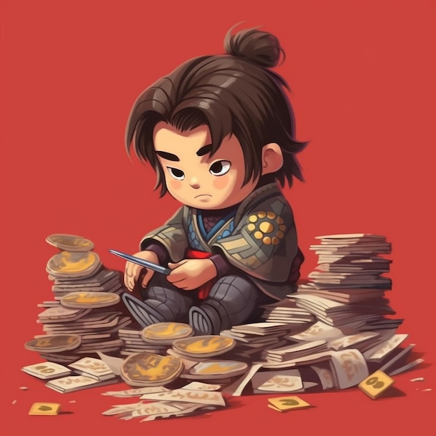 Samurai, der Geld zählt