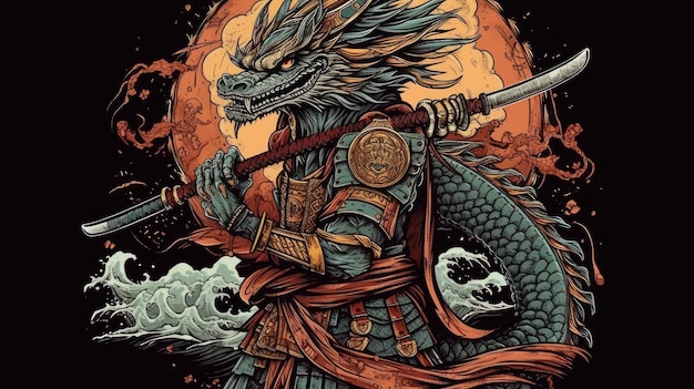 Foto samurai-drachen