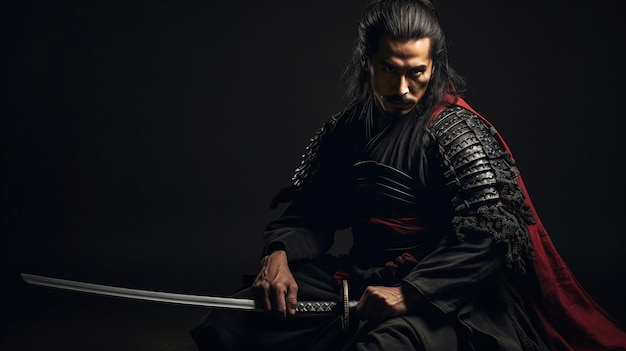 Foto samurai con una foto de una espada