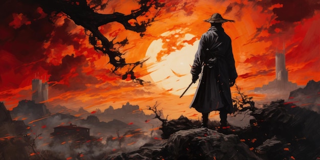 Samurai-Illustration Anime-Hintergrund