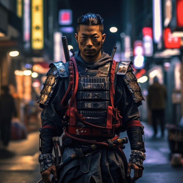 Samurai in der Cyberpunk-Welt