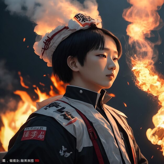 Foto el samurai japonés que reza el guerrero tradicional japonés