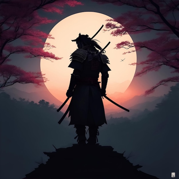 el samurai japonés silueta oscura