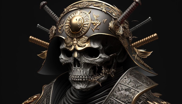 Samurai skull warrior ilustración de arte digital AI generativa