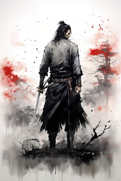 Samurai Sumie Pintura