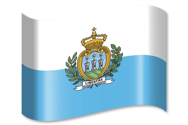 San Marino ondeando la bandera del país sobre fondo blanco.