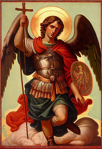 San Miguel Arcángel Ilustración Arcángel San Miguel Generativo Ai Protección y Defensa Símbolo Estilo de icono