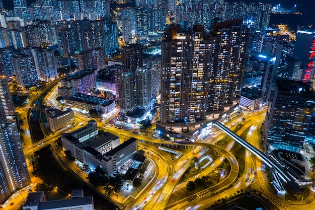 San Po Kong, Hong Kong 29 de fevereiro de 2019: Cidade de Hong Kong à noite