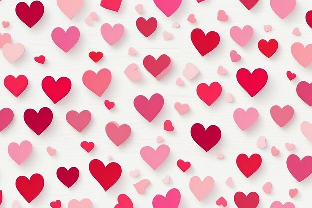 Foto san valentín patrón de forma de corazón sin costuras fondo blanco