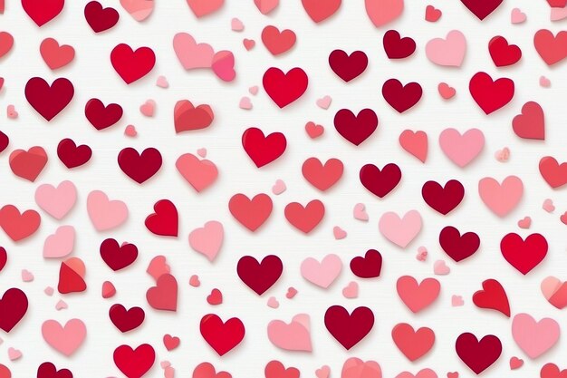 Foto san valentín patrón de forma de corazón sin costuras fondo blanco