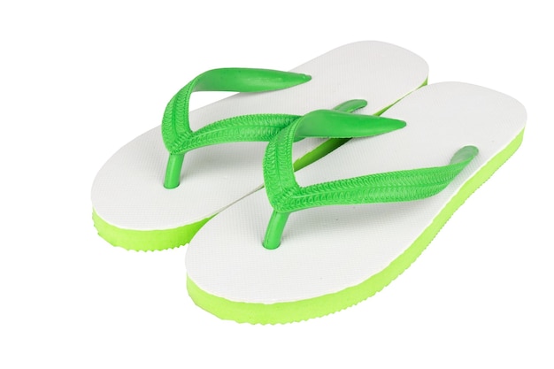 Sandalen Flip Flops Farbe grün isoliert auf weißem Hintergrund
