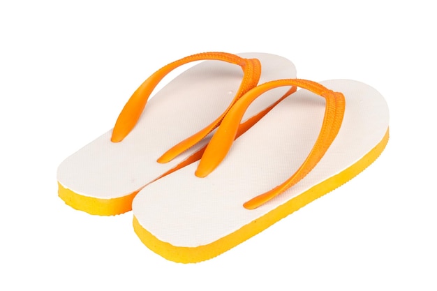 Sandalen Flip Flops Farbe Orange isoliert auf weißem Hintergrund