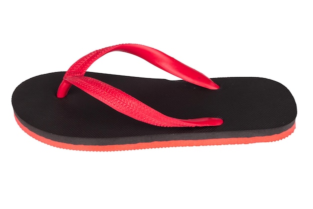 Sandalen Flip Flops Farbe rot schwarz isoliert auf weißem Hintergrund