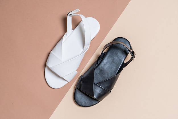 sandalias de cuero para mujer y mujer con slingback