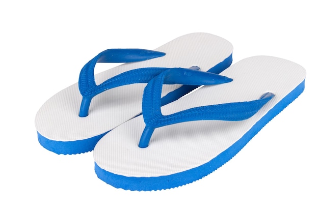 Sandálias flip flops cor azul isolado no fundo branco