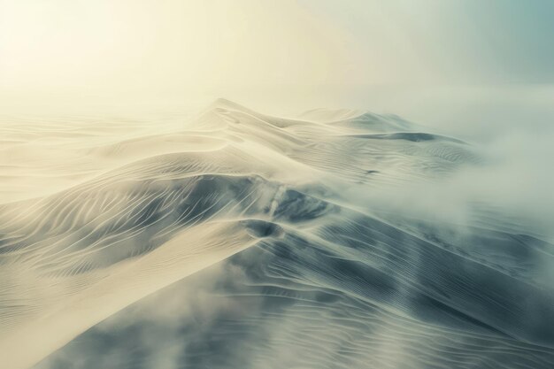 Sanddünen, die sich mit dem Wind in einer harten Wüste bewegen