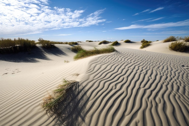 Sanddünen und Muster mit einem klaren blauen Himmel im Hintergrund