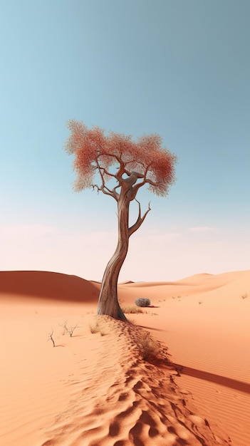 Sanddünenwüste mit einem Baum