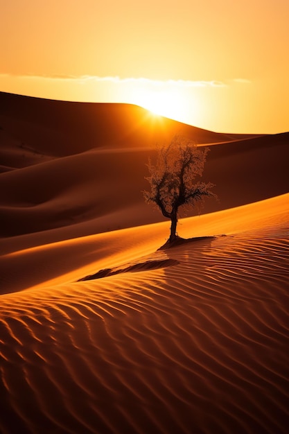 Sanddünenwüste mit einem Baum