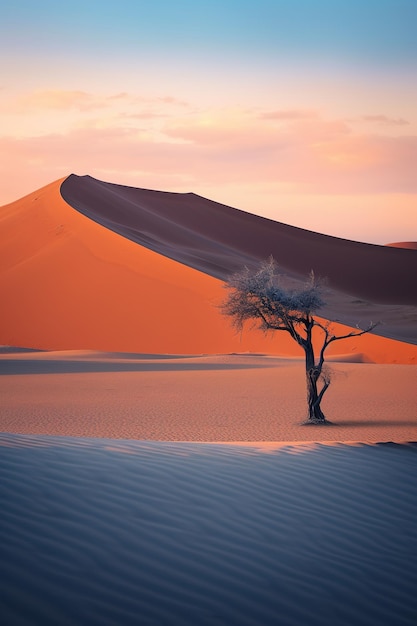 Sanddünenwüste mit einem Baum