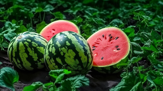 La sandía es una fruta que se cultiva en el jardín.