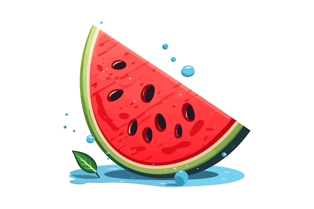 Sandía fresca dulce fruta de verano Elementos planos de dibujos animados vectoriales aislados en el fondo