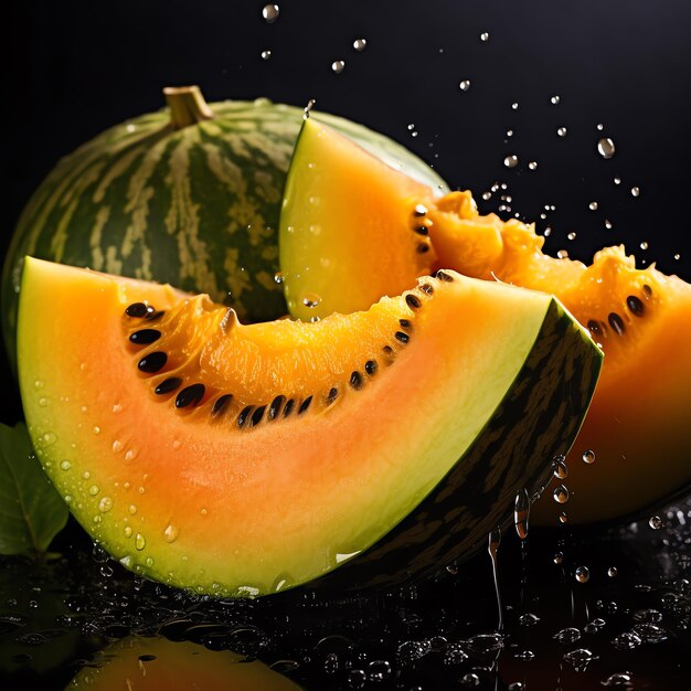 sandía y una rebanada de melón