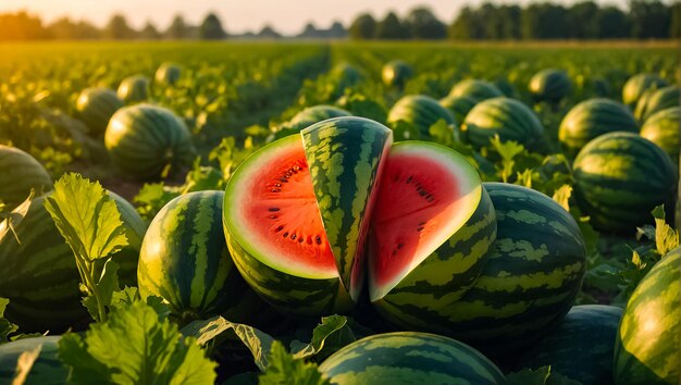 Foto sandías maduras en el campo