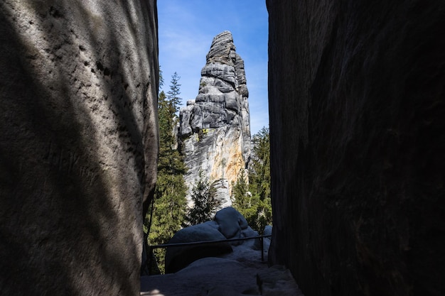 Sandsteinformationen in Adrspach Teil des Naturschutzgebiets Adrspach-Teplice Rocks, Tschechische Republik