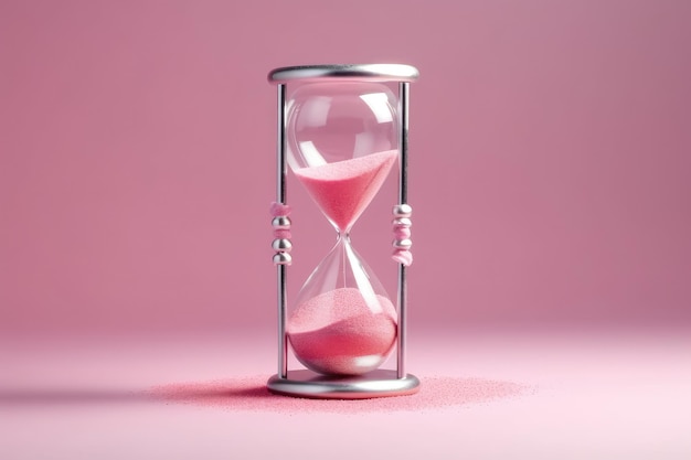 Sanduhr mit rosa Sand auf rosa Hintergrund xA