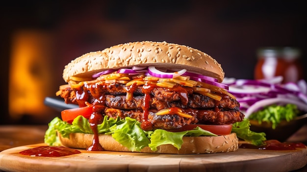 Sanduíche de churrasco vegano esfumaçado à base de plantas