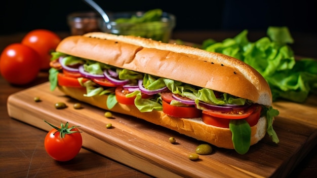 Sanduíche de metrô vegano fresco para uma luz e saúde