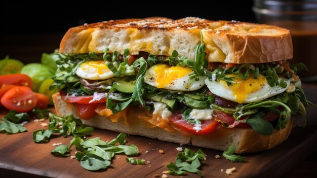 Sanduíche de pequeno-almoço saudável com proteínas