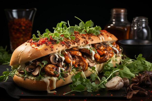 Foto sanduíche de polvo focaccia pão plano italiano com tako