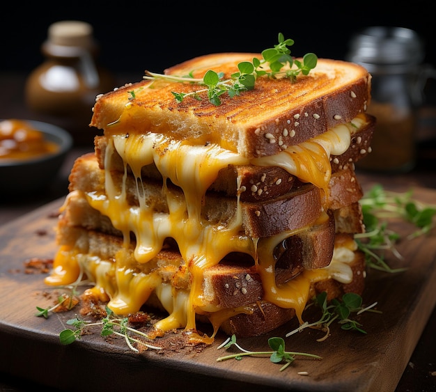 Sanduíche de queijo de milho grelhado fundo de cozinha