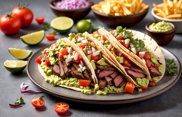 Foto sanduíche gourmet fresco com carne e legumes rolo de salada de pão pita