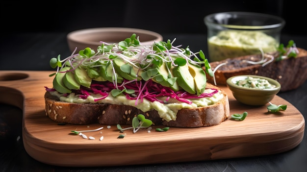 Sanduíche vegetariano com pão e salada